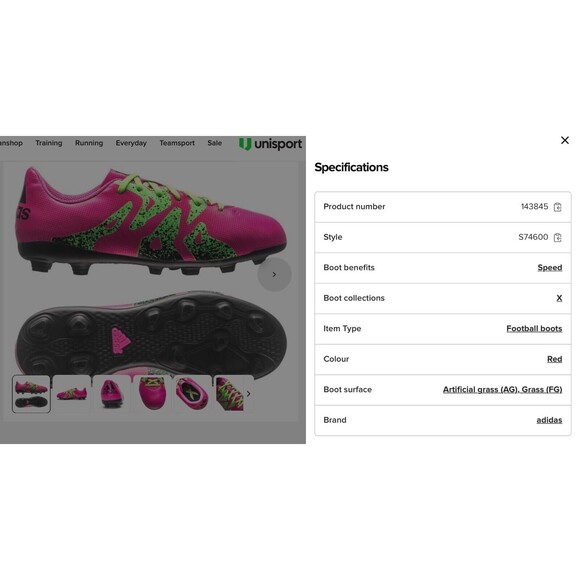 Adidas X 15.4 FXG Boots Cleats Kids 1.5 Shoes Soccer Football Pink Green Outdoor - Picture 14 of 15